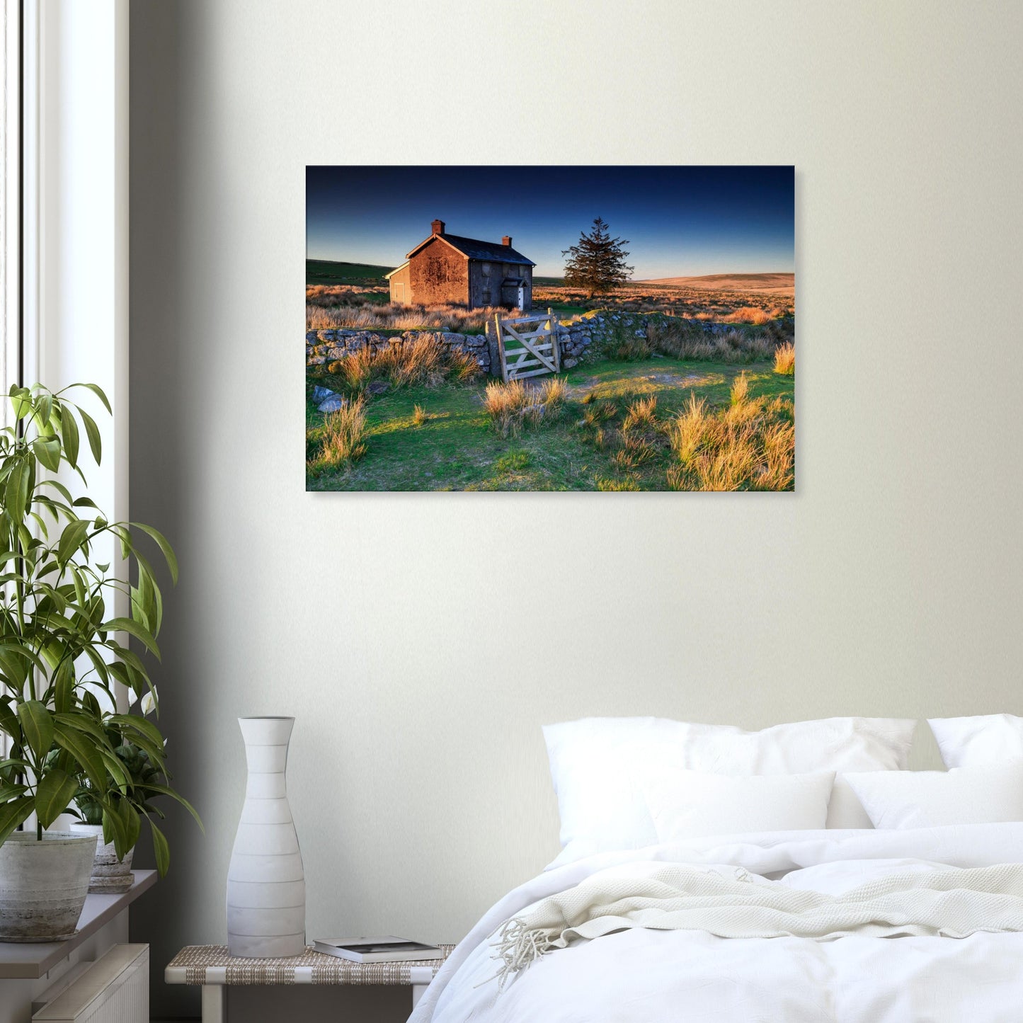 Sunrise canvas featuring Nun’s Cross Farm and moody Dartmoor terrain.