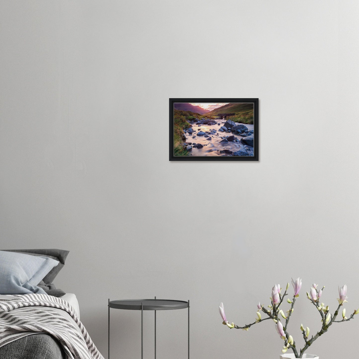 Tranquil framed canvas of stream flowing through Honister Pass