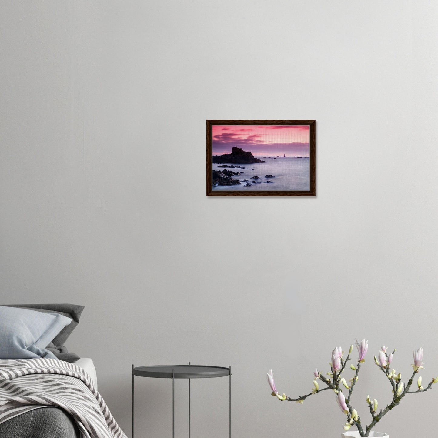 Subtle hues of pink and lavender above Les Hanois Lighthouse
