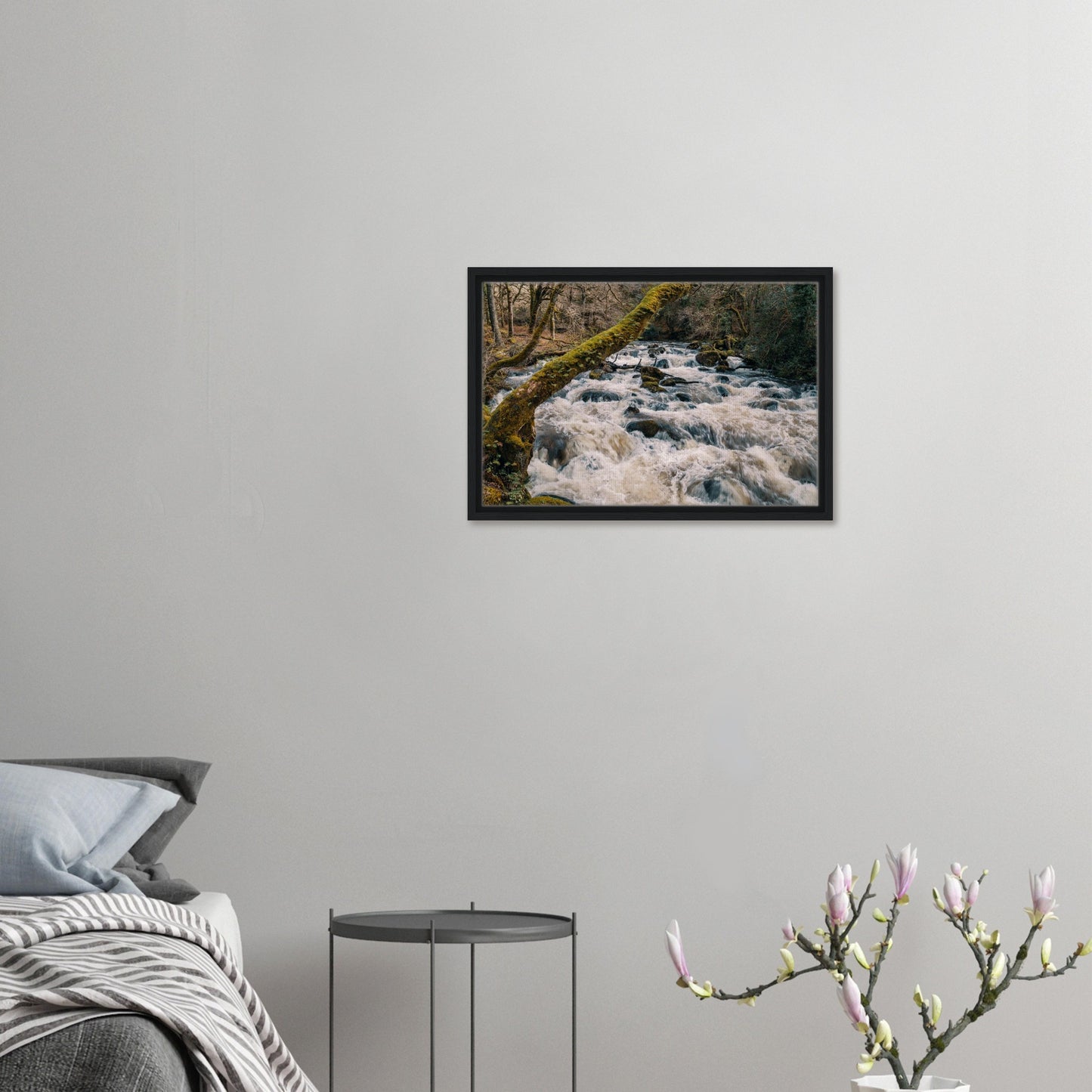 Wild Dartmoor river scene with boulders and greenery