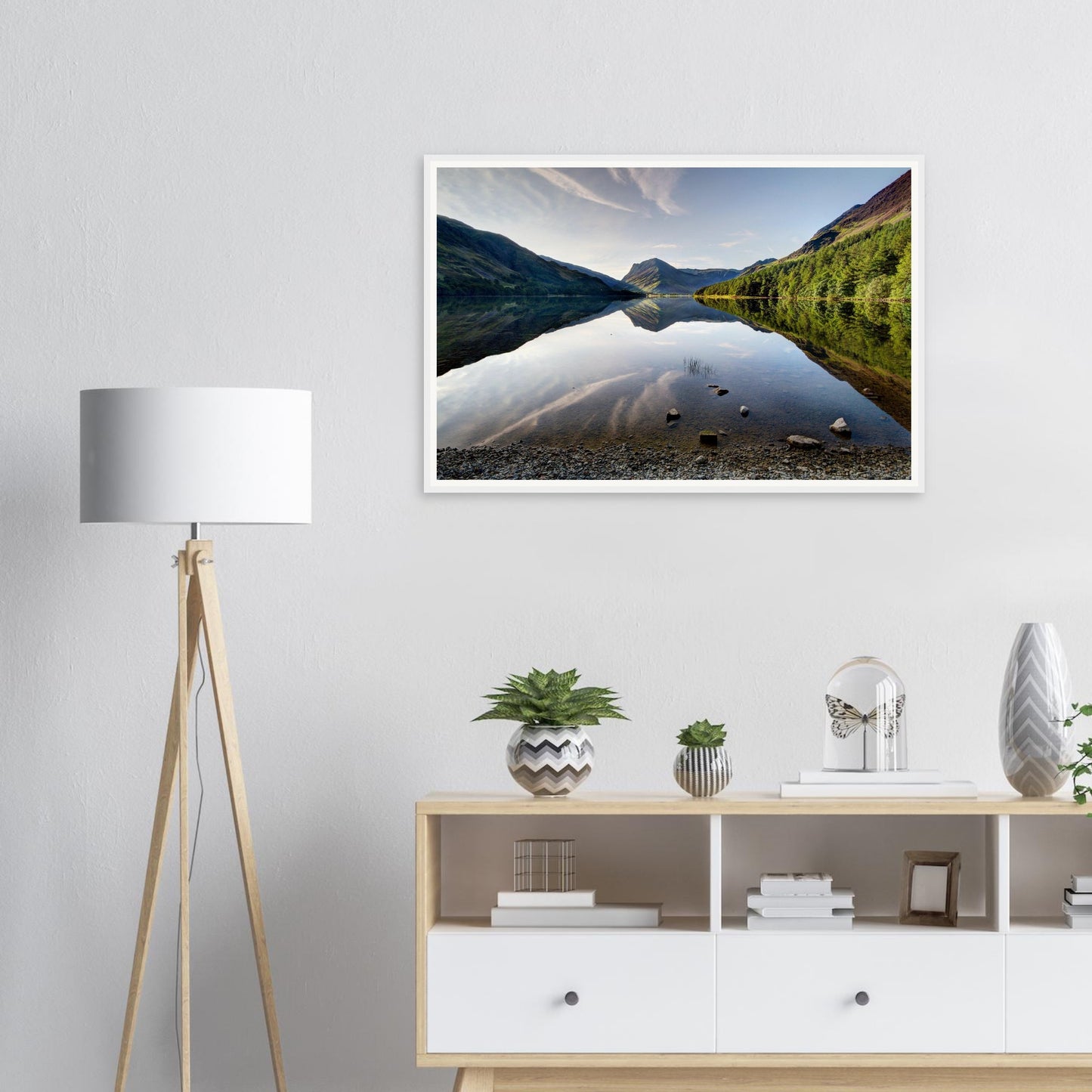 Atmospheric Lake District framed print of Buttermere at dawn
