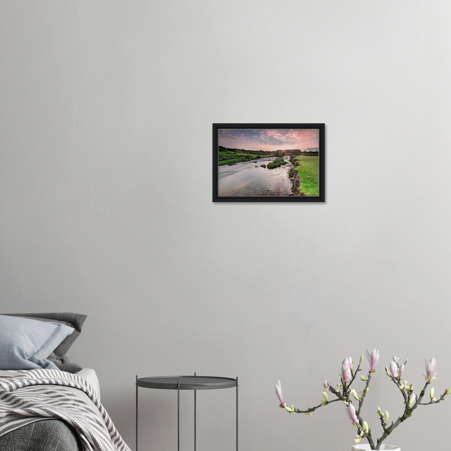 River flowing under Cadover Bridge with morning blush in print