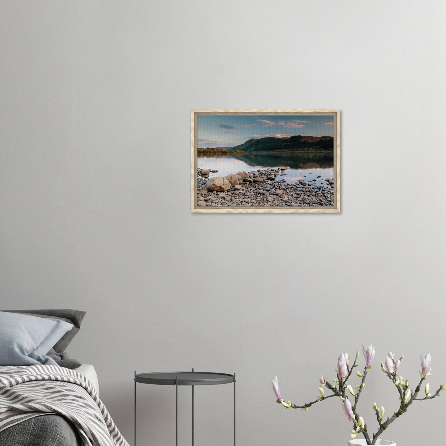 Bassenthwaite Lake panorama with reflected fells in canvas