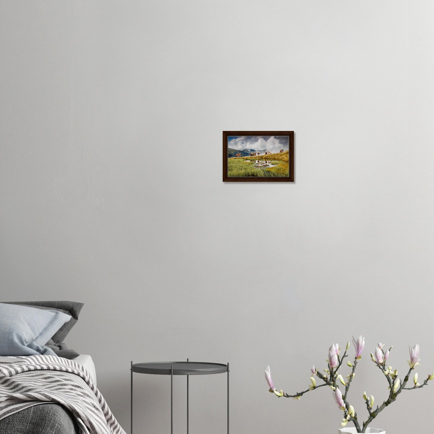 Peaceful alpine farming landscape in Austria framed wall art