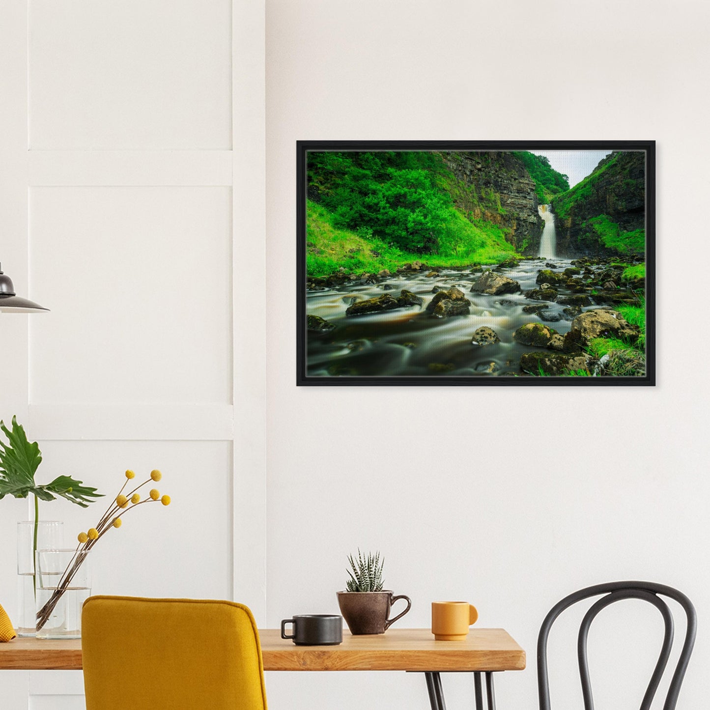 Framed canvas of dramatic Lealt Falls riverscape