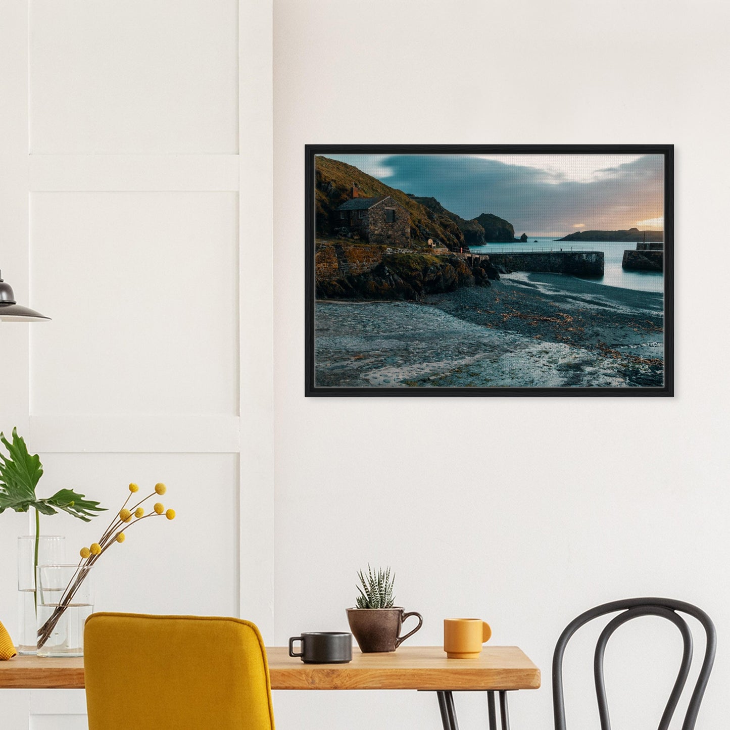Framed canvas featuring Mullion Cove serenity