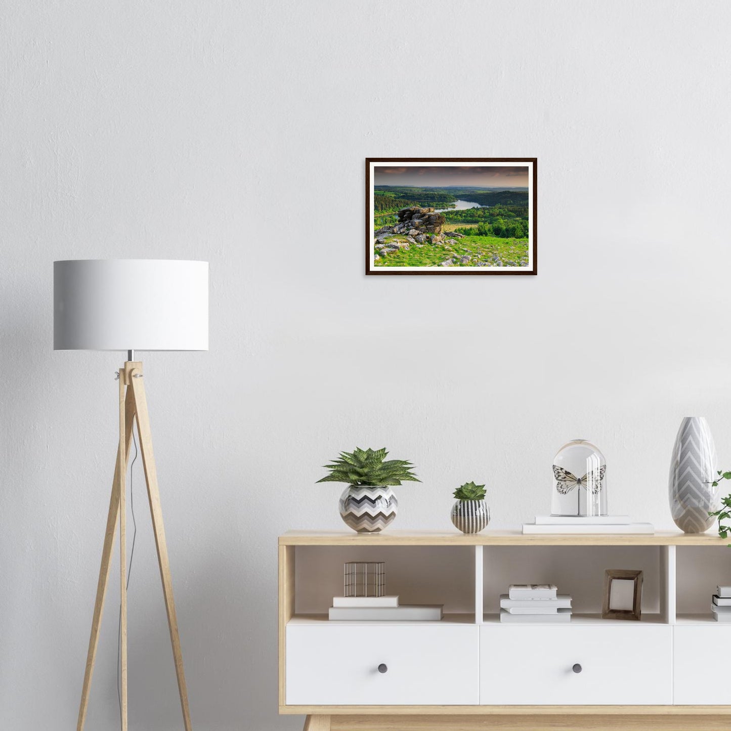 Dartmoor National Park framed print of Leather Tor and woodlands