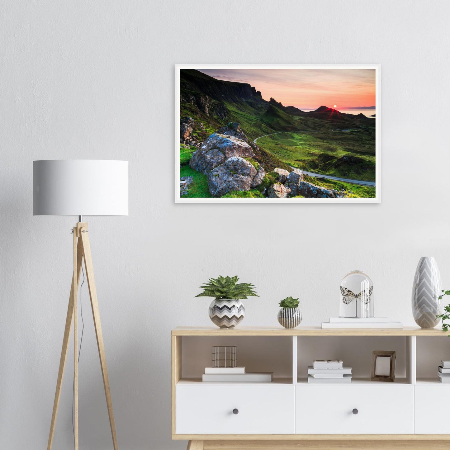 Sunset glow over The Quiraing landscape framed wall art