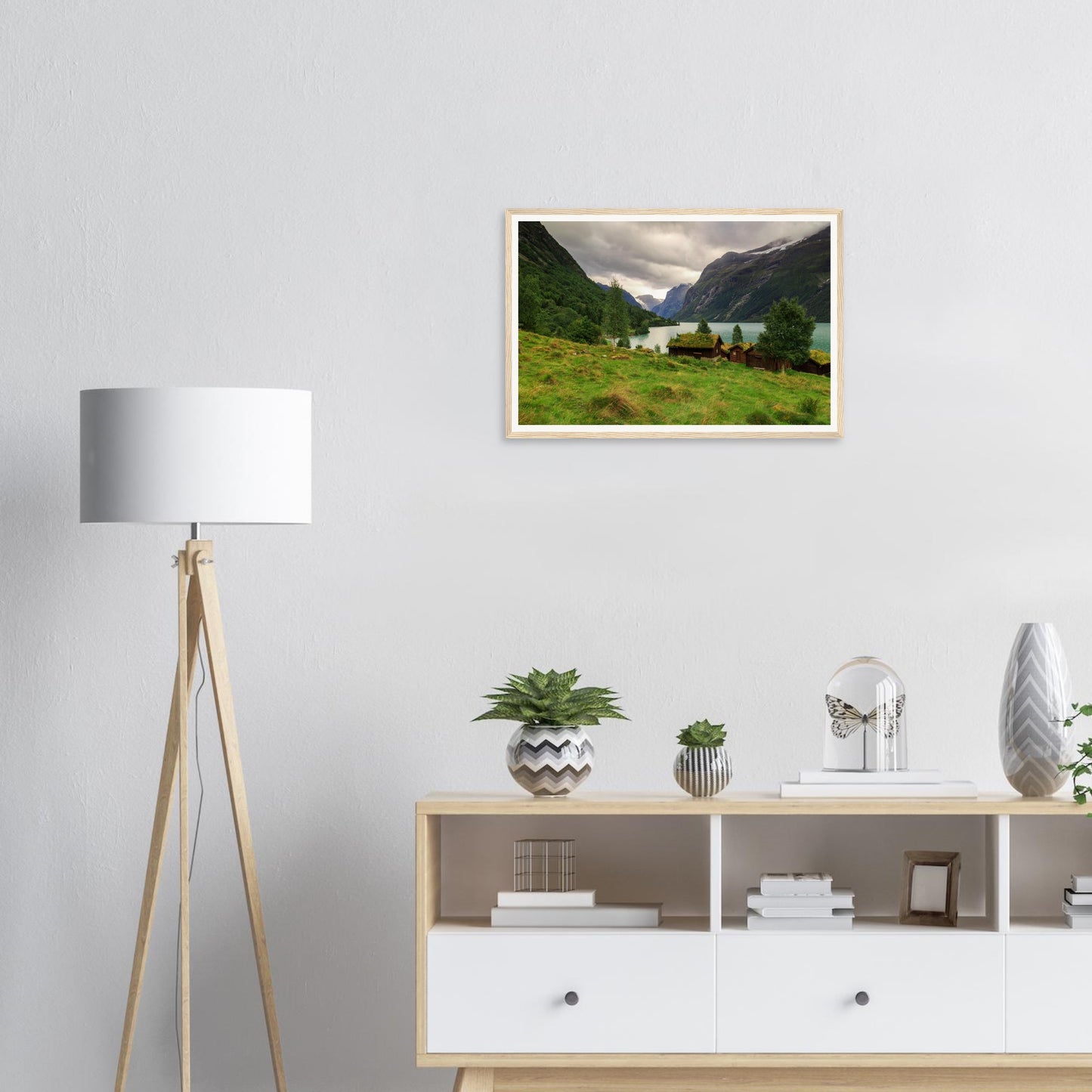 Scenic framed print of Lodalen Valley with forested slopes