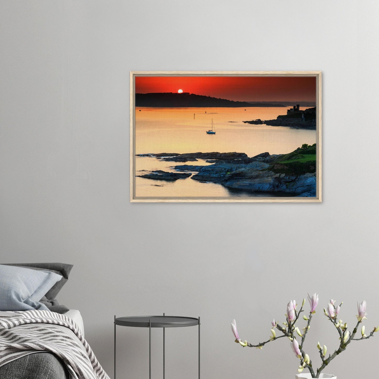 Canvas print of Plymouth’s shoreline with historic defences