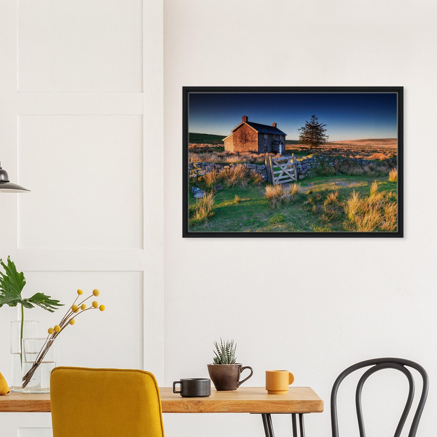 Serene moorland sunrise scene with Nun’s Cross Farm in canvas