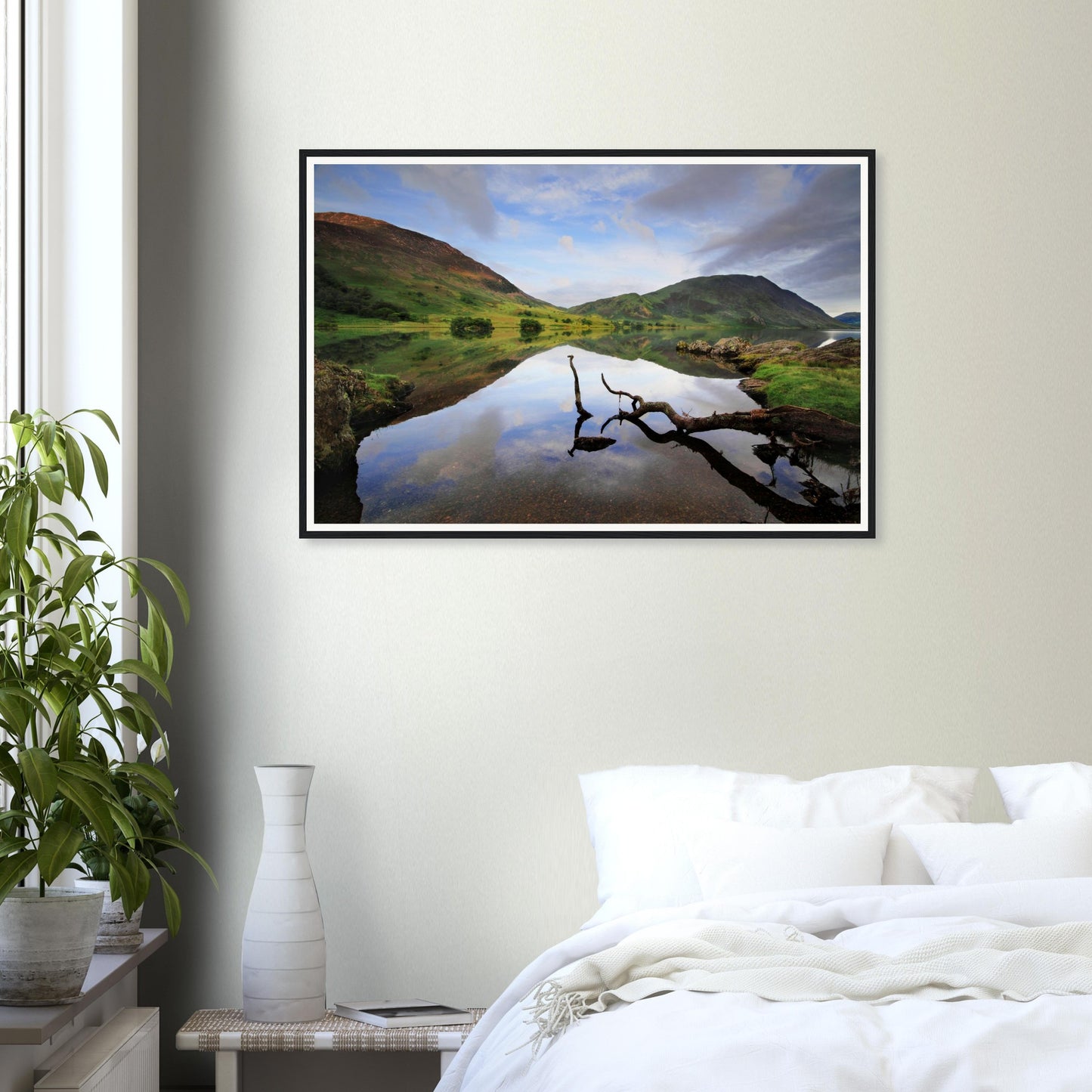 Majestic Crummock Water reflections framed print for home décor