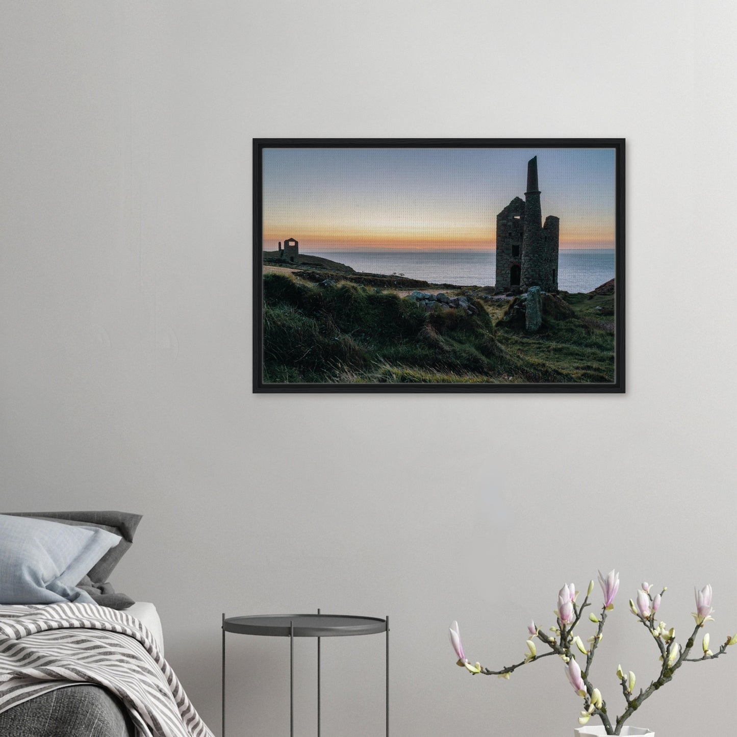 Framed canvas of Wheal Owles at sunset in Botallack