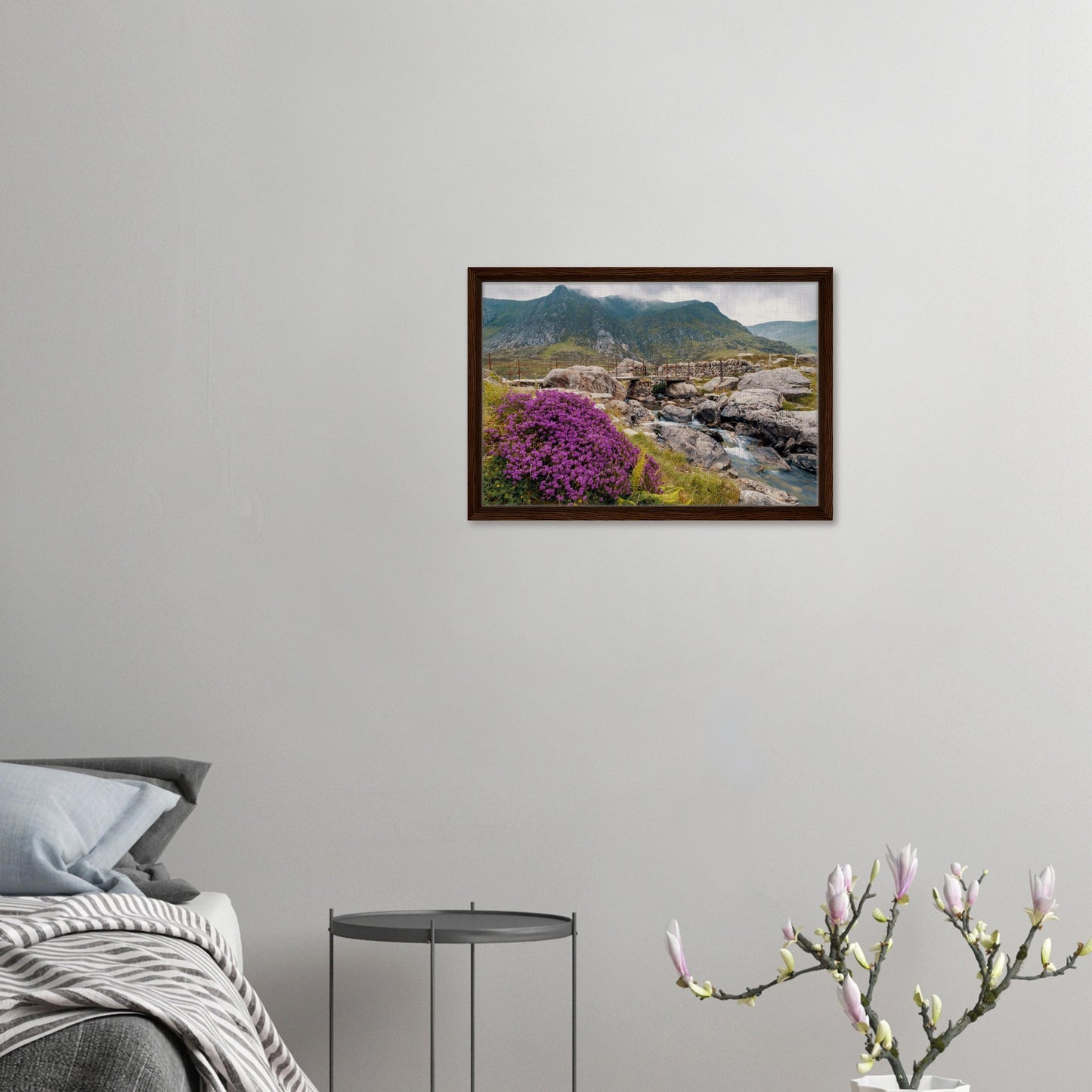 Snowdonia mountain stream with floral foreground