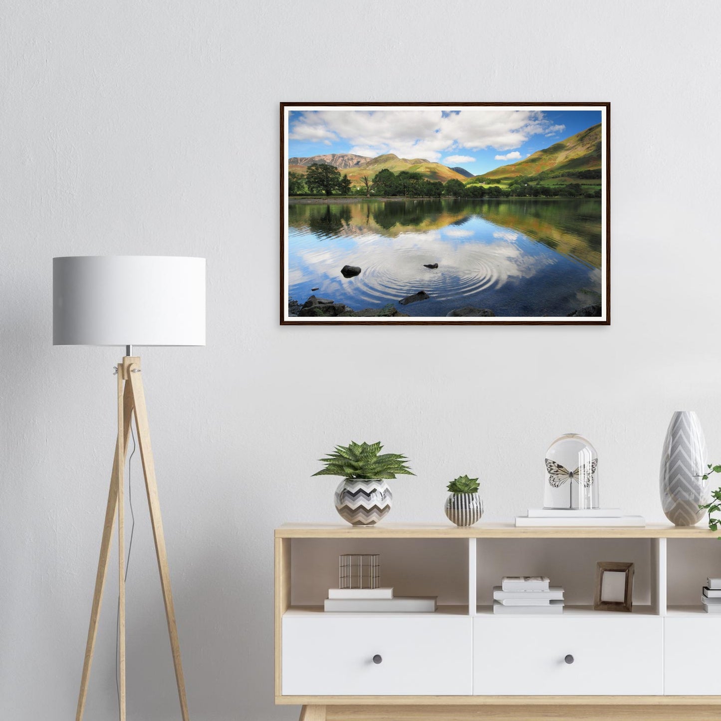 Framed print of Buttermere Lake and lush Cumbrian fells