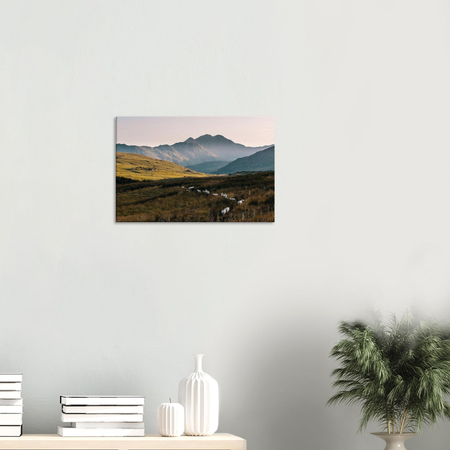Soft amber light over Snowdonia in fine art canvas print