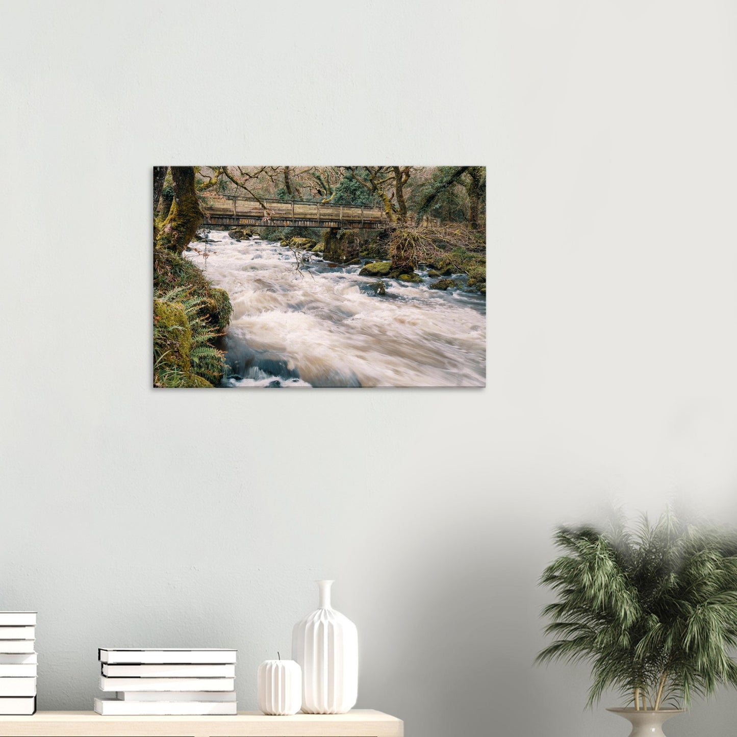 Rustic bridge over the River Plym in Dartmoor captured in a dynamic nature scene