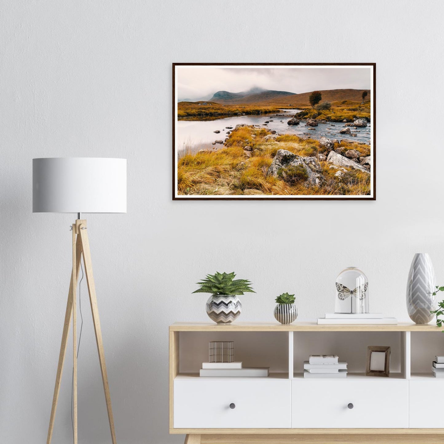 Scenic framed print of Loch Ba Scottish wilderness landscape