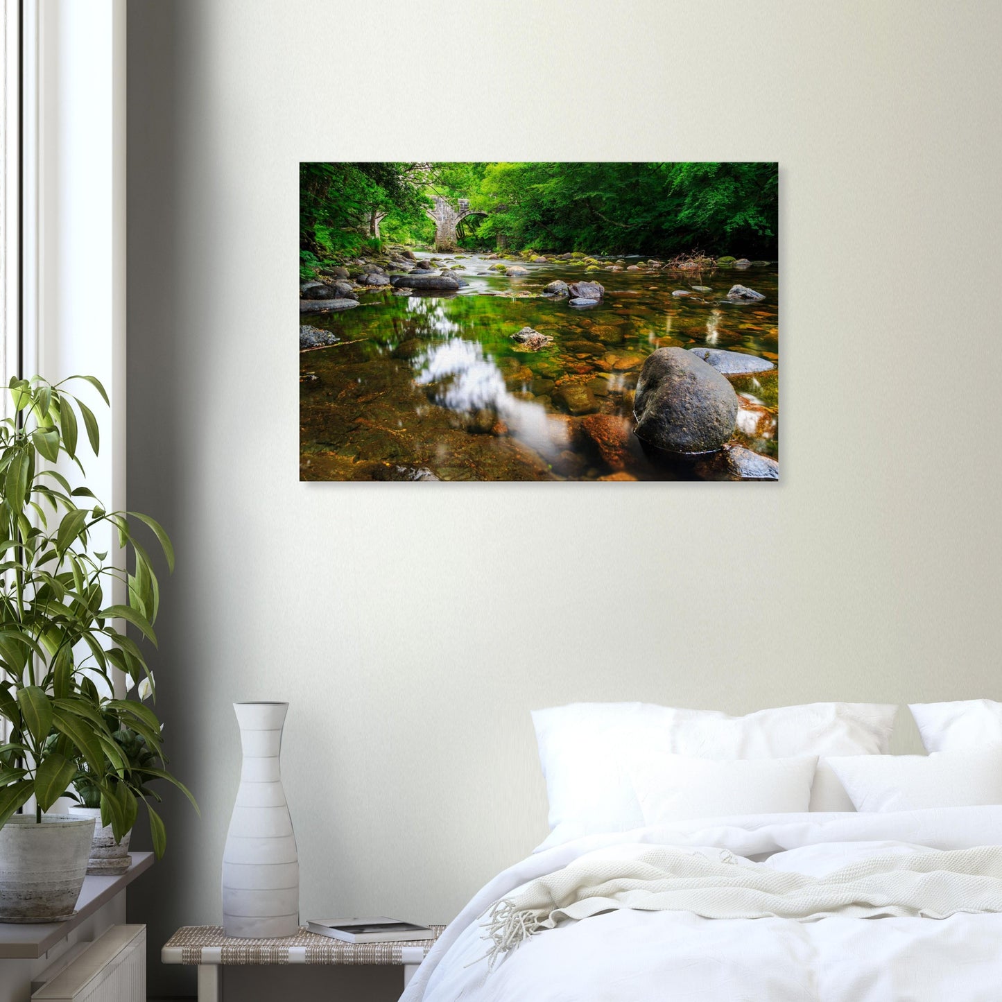 Timeless beauty of Newbridge on the River Dart captured in tranquil river and bridge composition