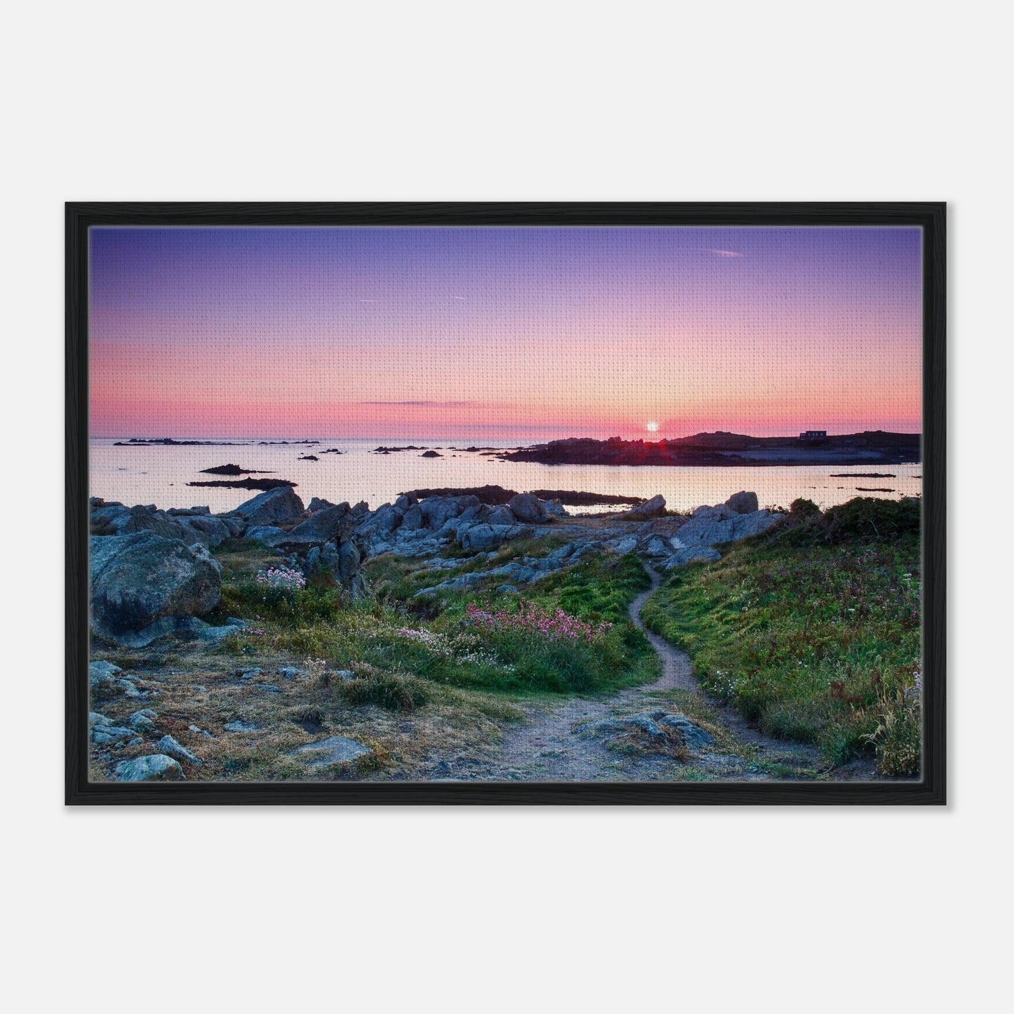 Tide pools reflecting sunset light on Lihou Island framed print