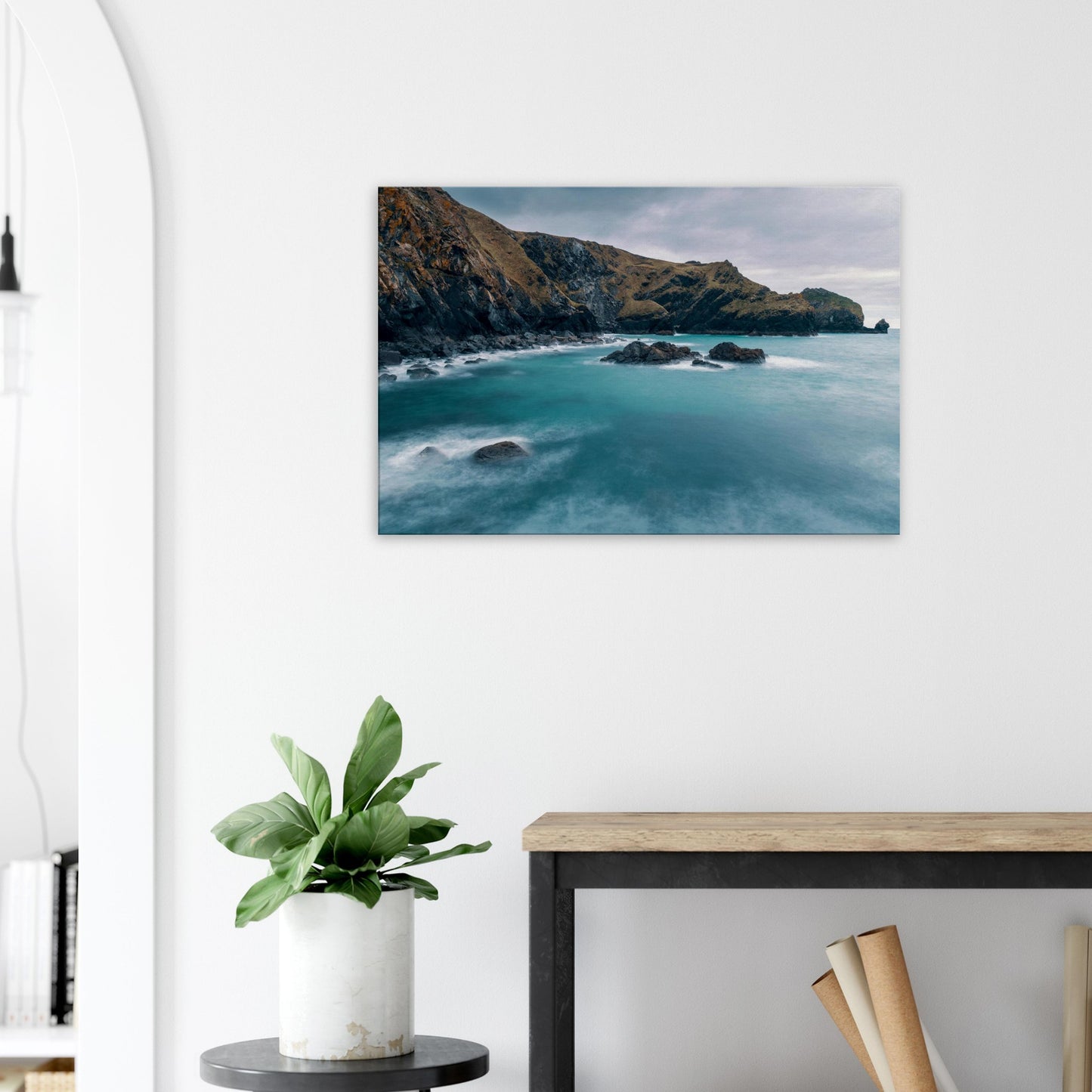 Tranquil Cornish seascape of Mullion Cove for coastal home decor