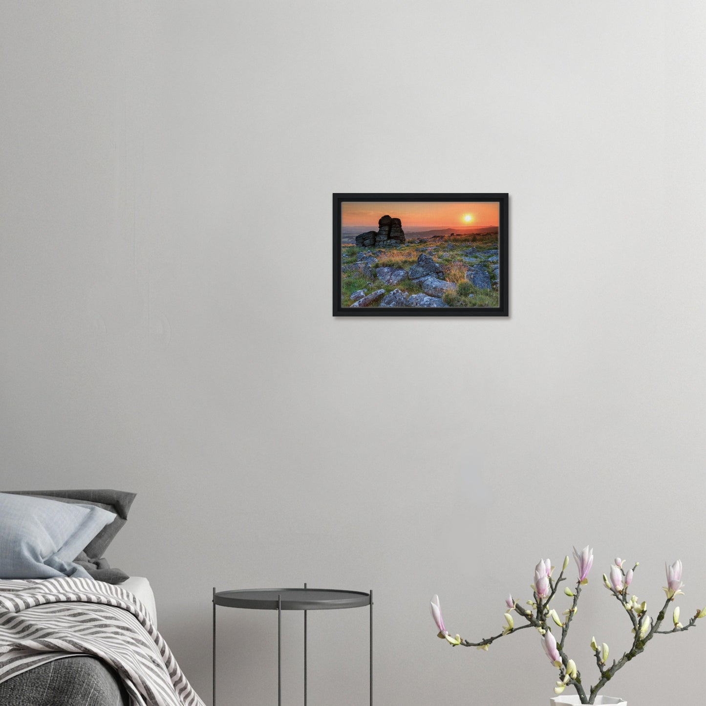 Sunset behind Leeden Tor in dramatic canvas print