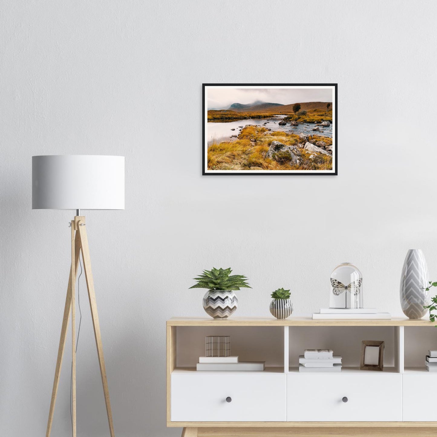 Golden moorland grasses Loch Ba framed print Scotland