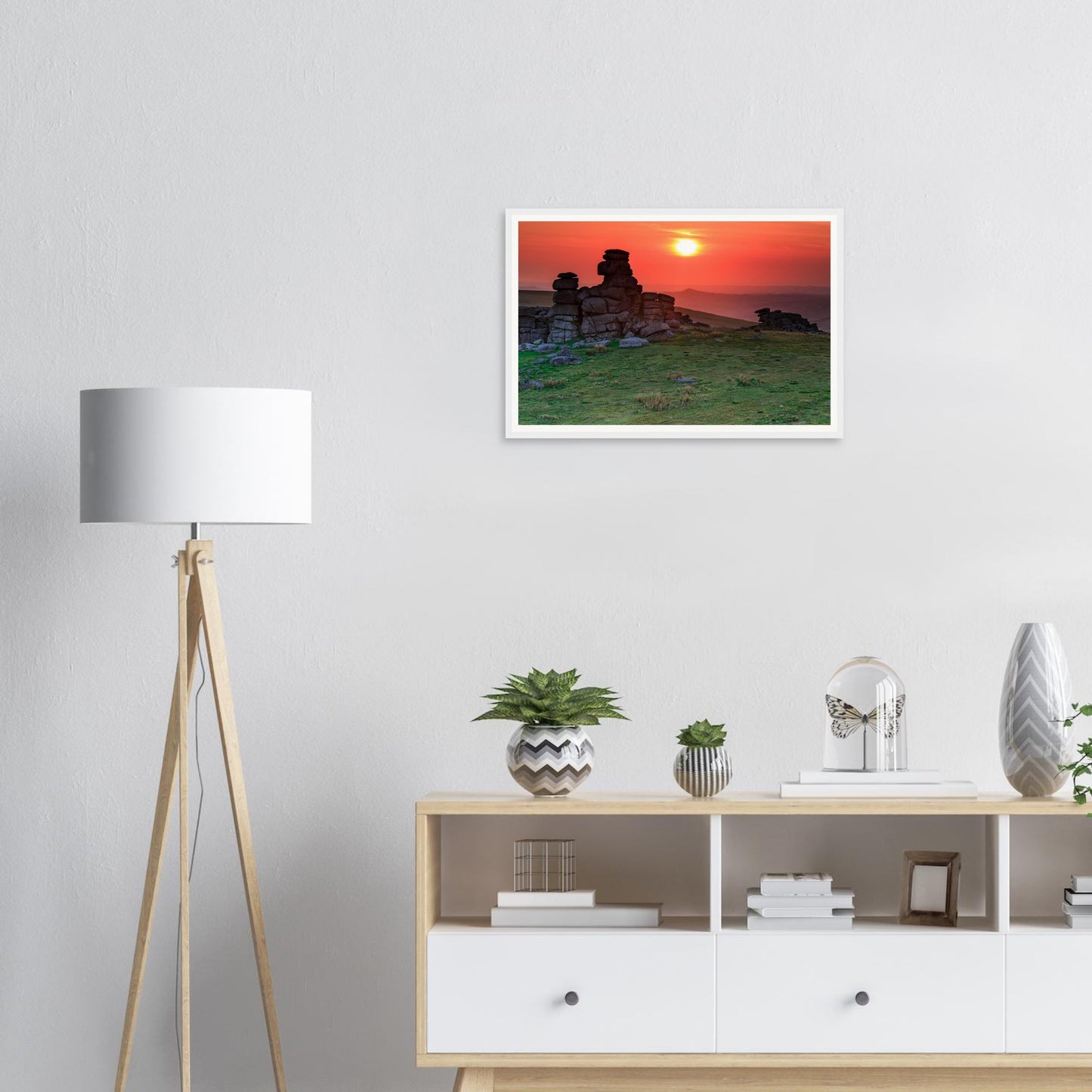 Golden light highlighting textures at Great Staple Tor framed print