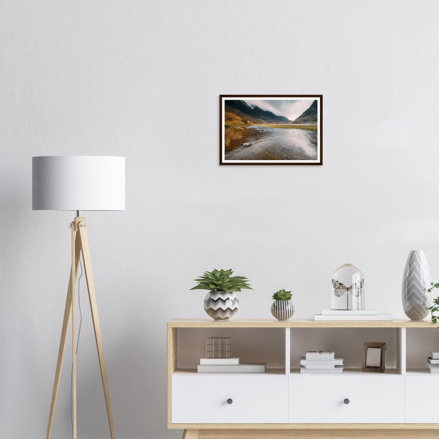 Scenic framed wall art of Loch Achtriochtan reeds and grasses