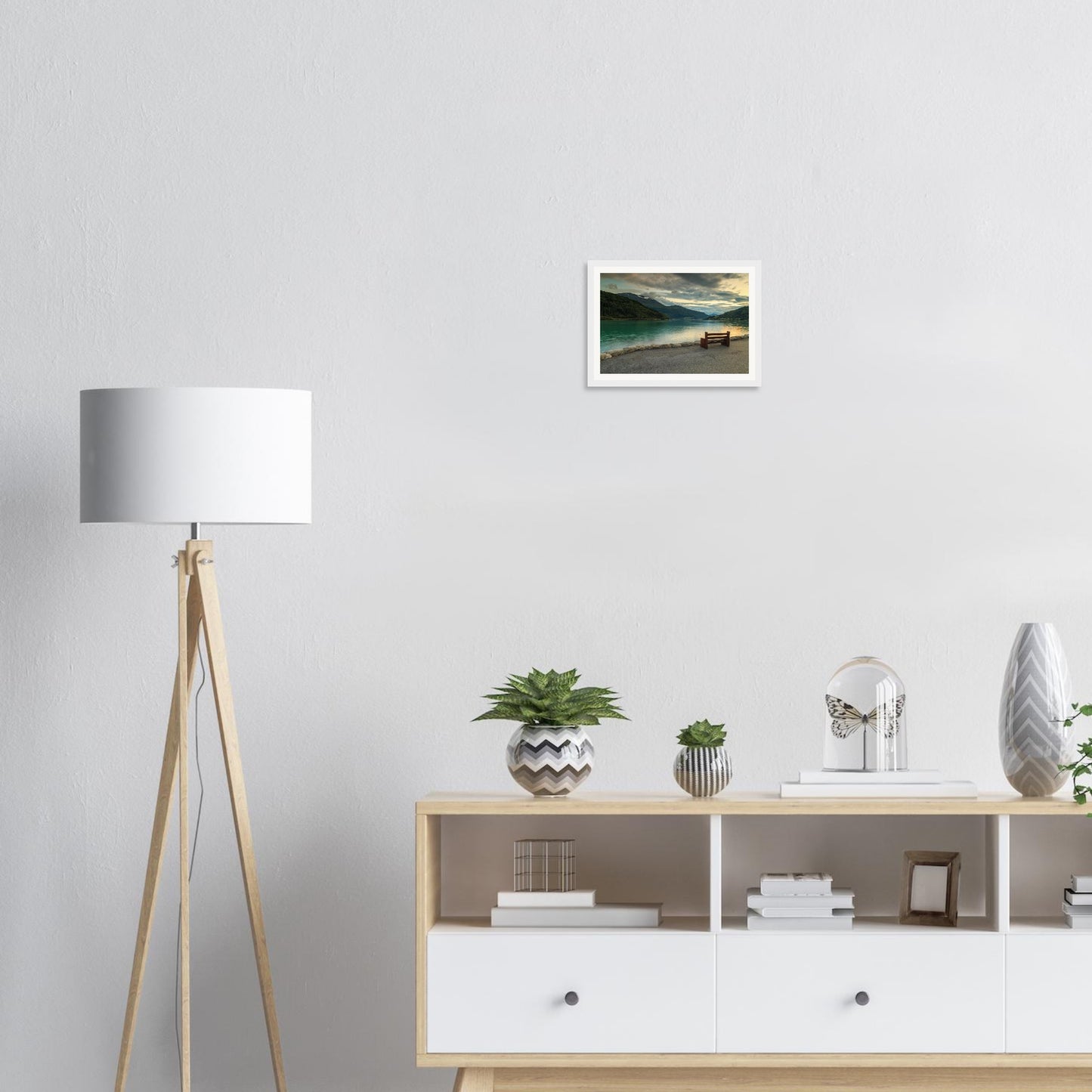 Scenic twilight framed wall art of Innvikfjorden fjord view