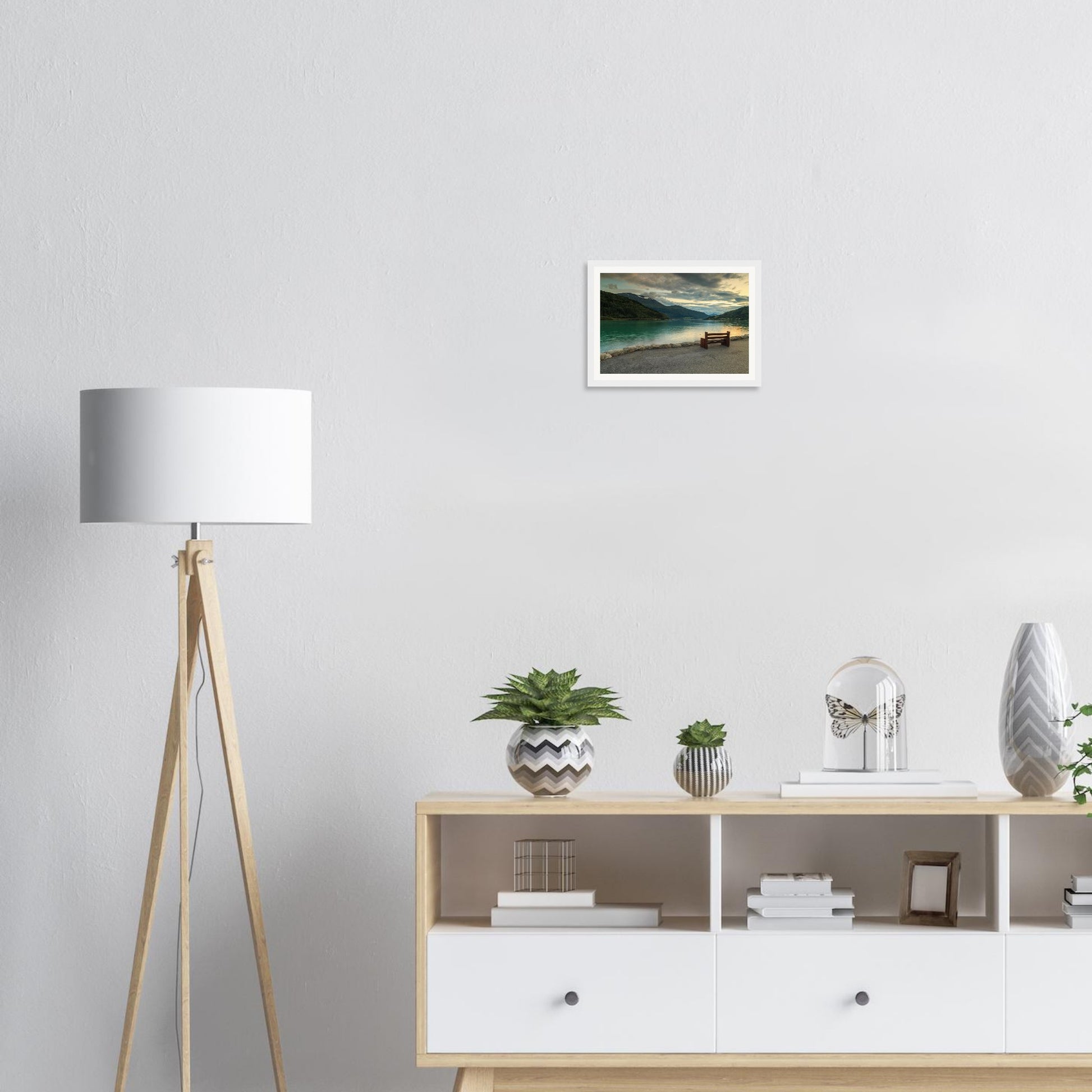 Scenic twilight framed wall art of Innvikfjorden fjord view