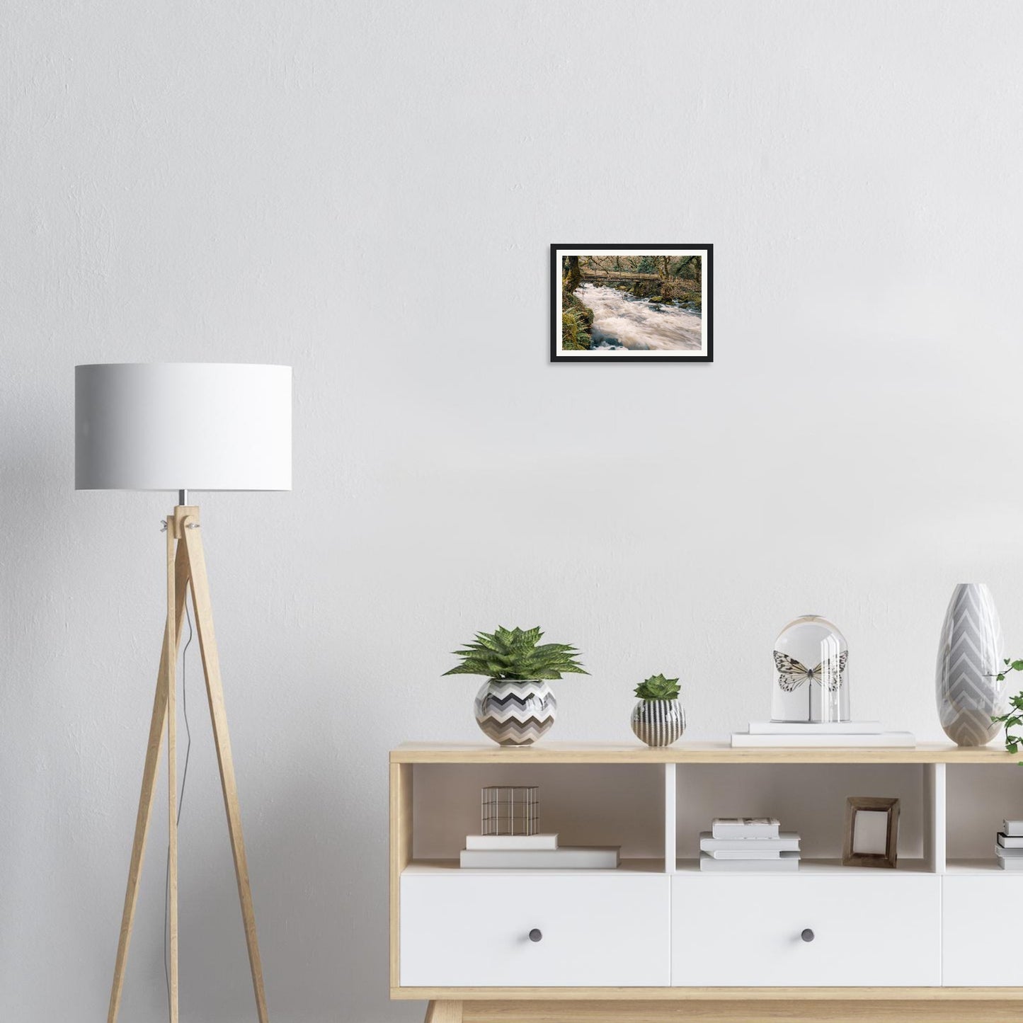 Scenic framed wall art of Dartmoor woodland and River Plym