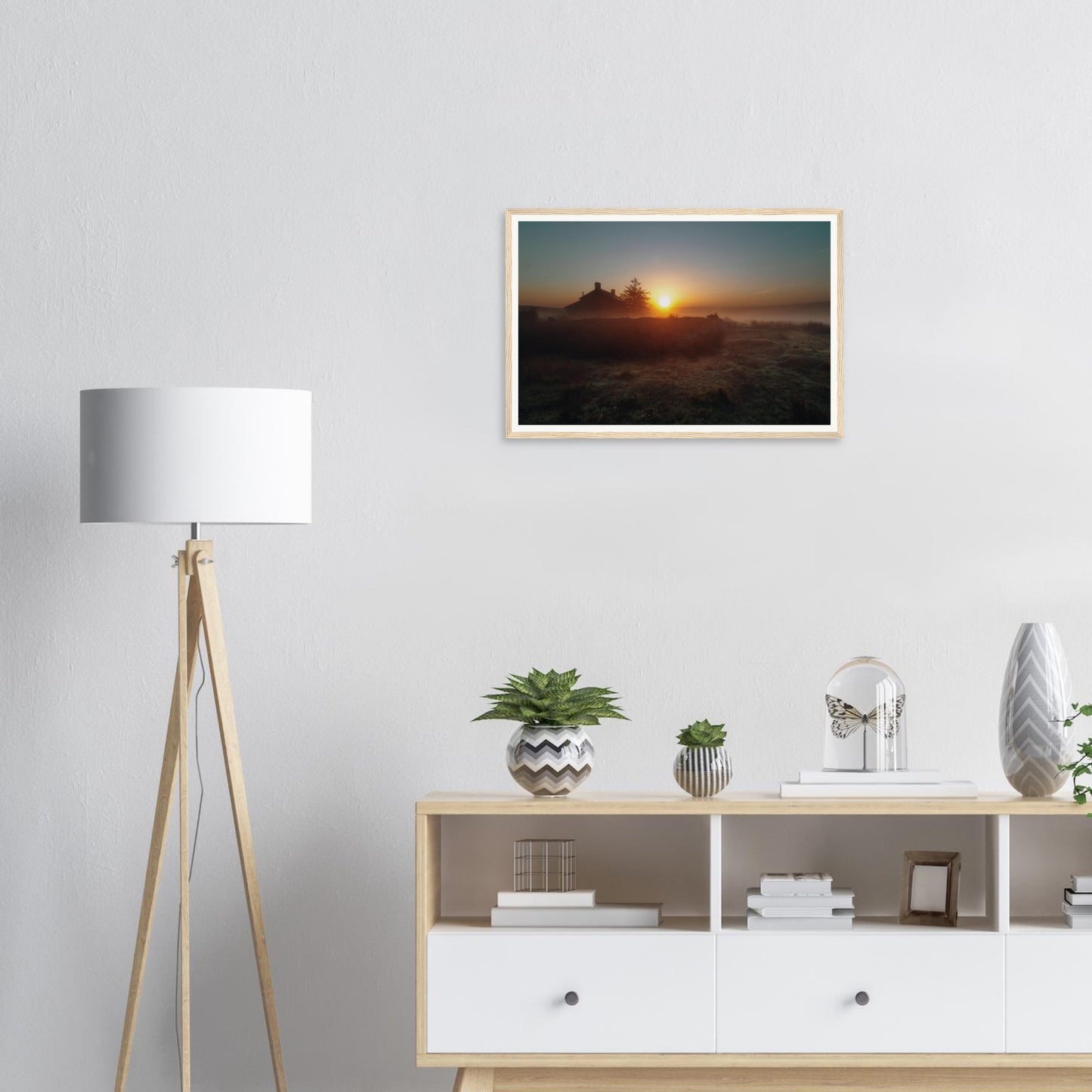 Early morning mist over Nun’s Cross Farm framed landscape print