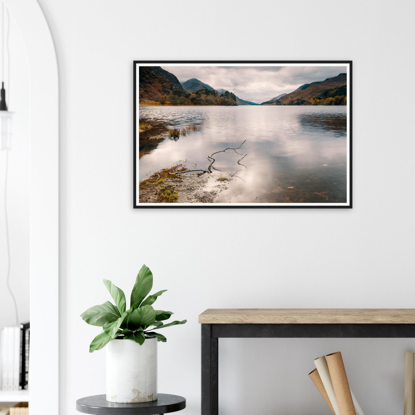Framed landscape print of Loch Shiel mountains and loch