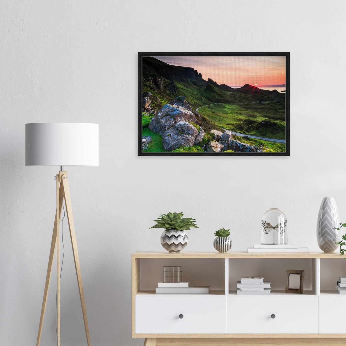 Sunset scene from The Quiraing with winding road in canvas