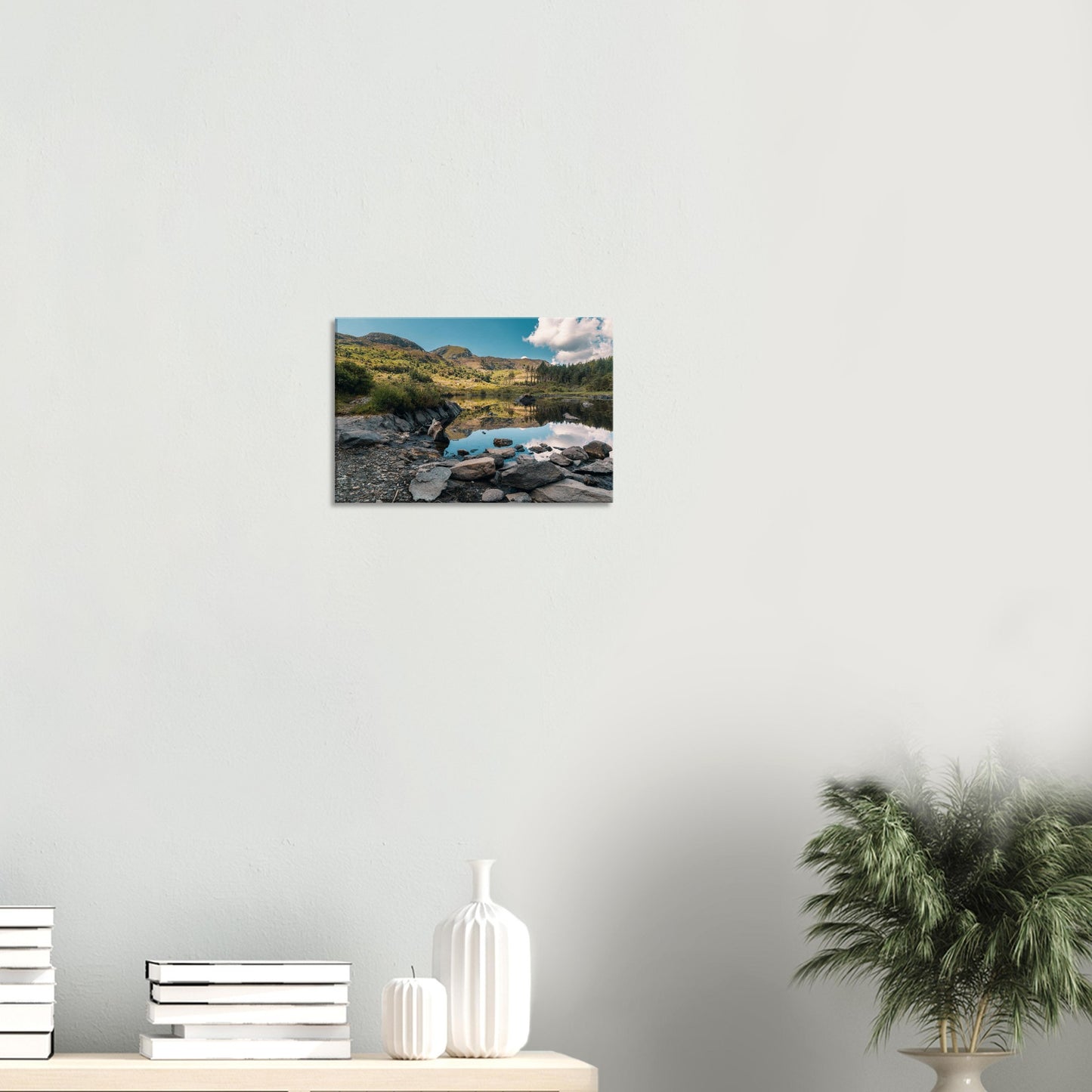 Peaceful nature scene of Llyn Llywelyn in Snowdonia print