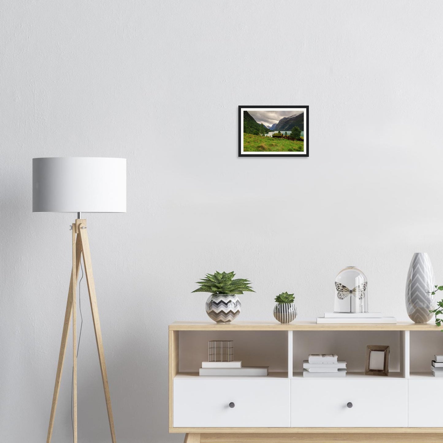 Dramatic cliffs above Lodalen Valley framed print of Norway