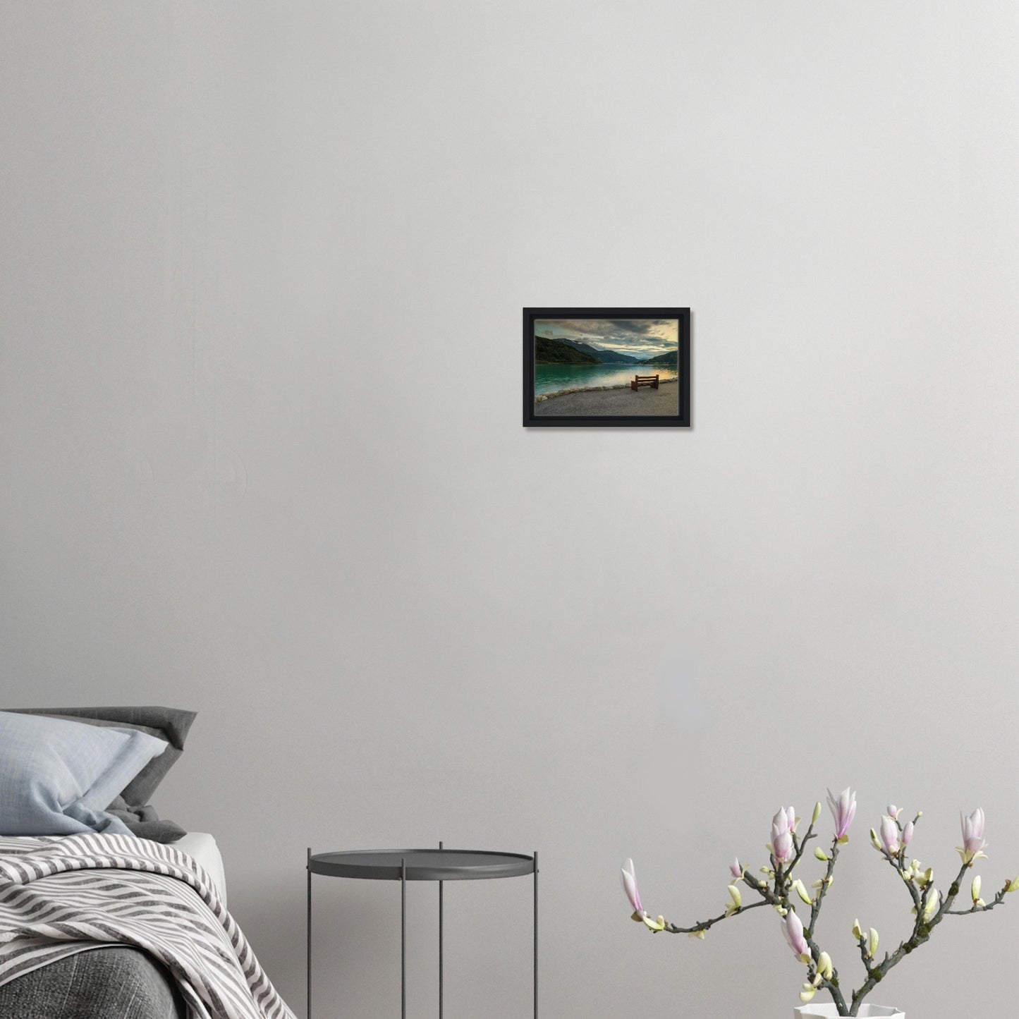 Norwegian landscape canvas with reflective fjord and hills