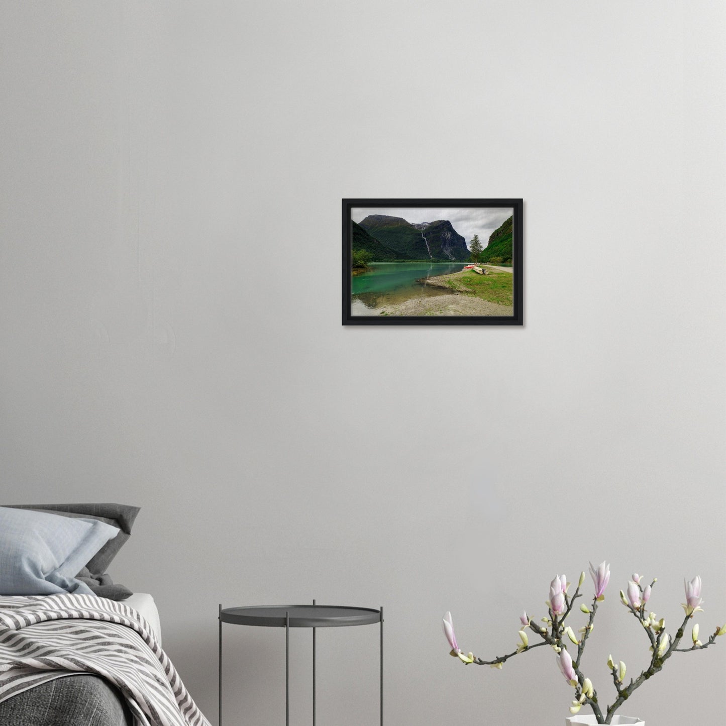 Norway’s powerful waterfall and mountain captured in canvas