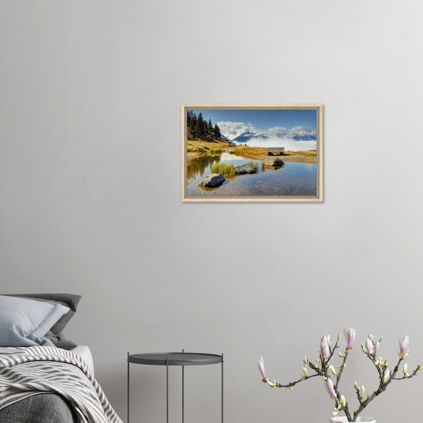 Peaceful alpine moment captured in Austrian Alps framed canvas