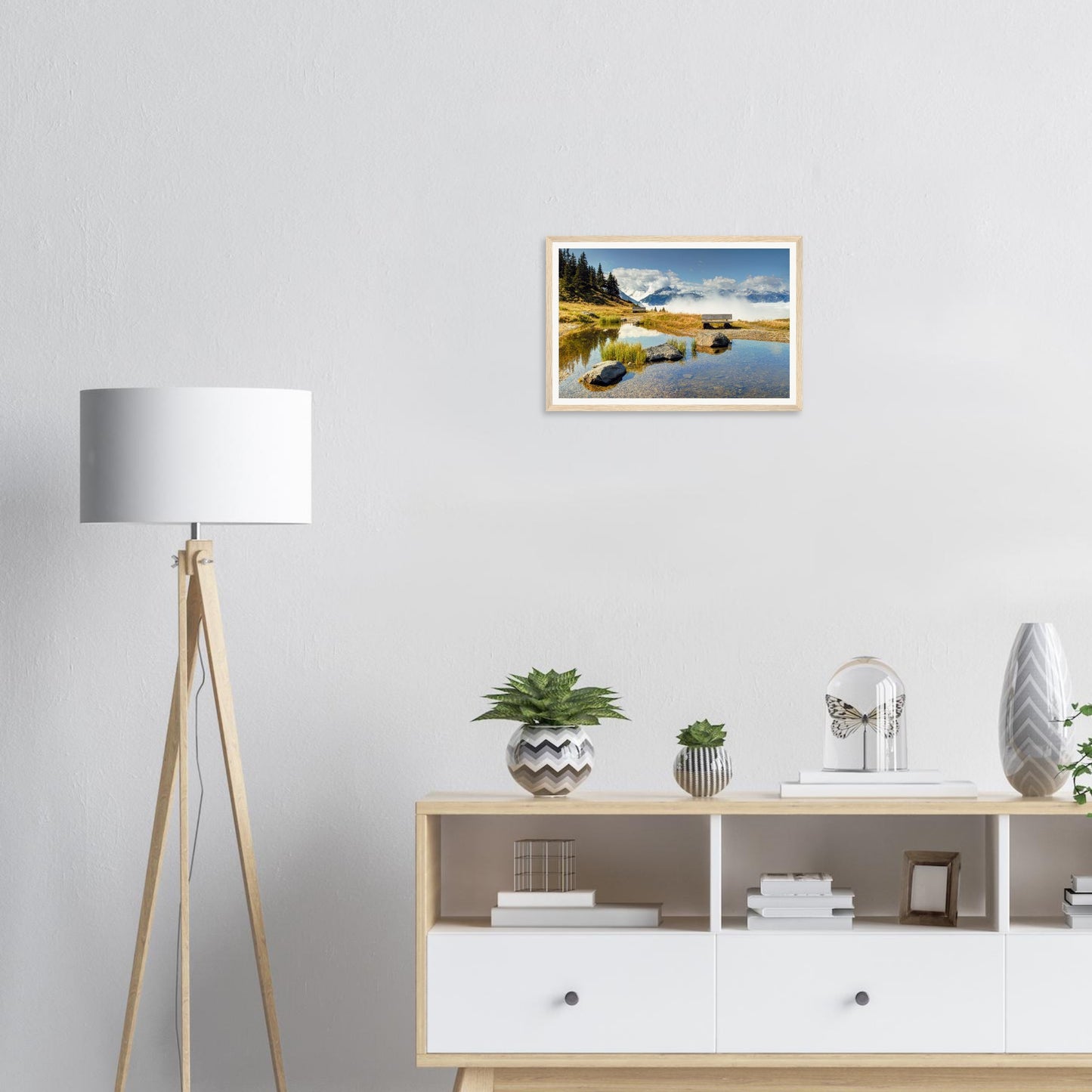 Scenic framed art of Austrian Alps landscape at Panoramabahn