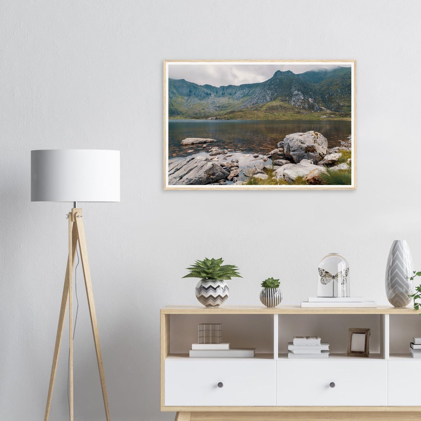 Scenic framed wall art of Snowdonia cliffs above Llyn Idwal