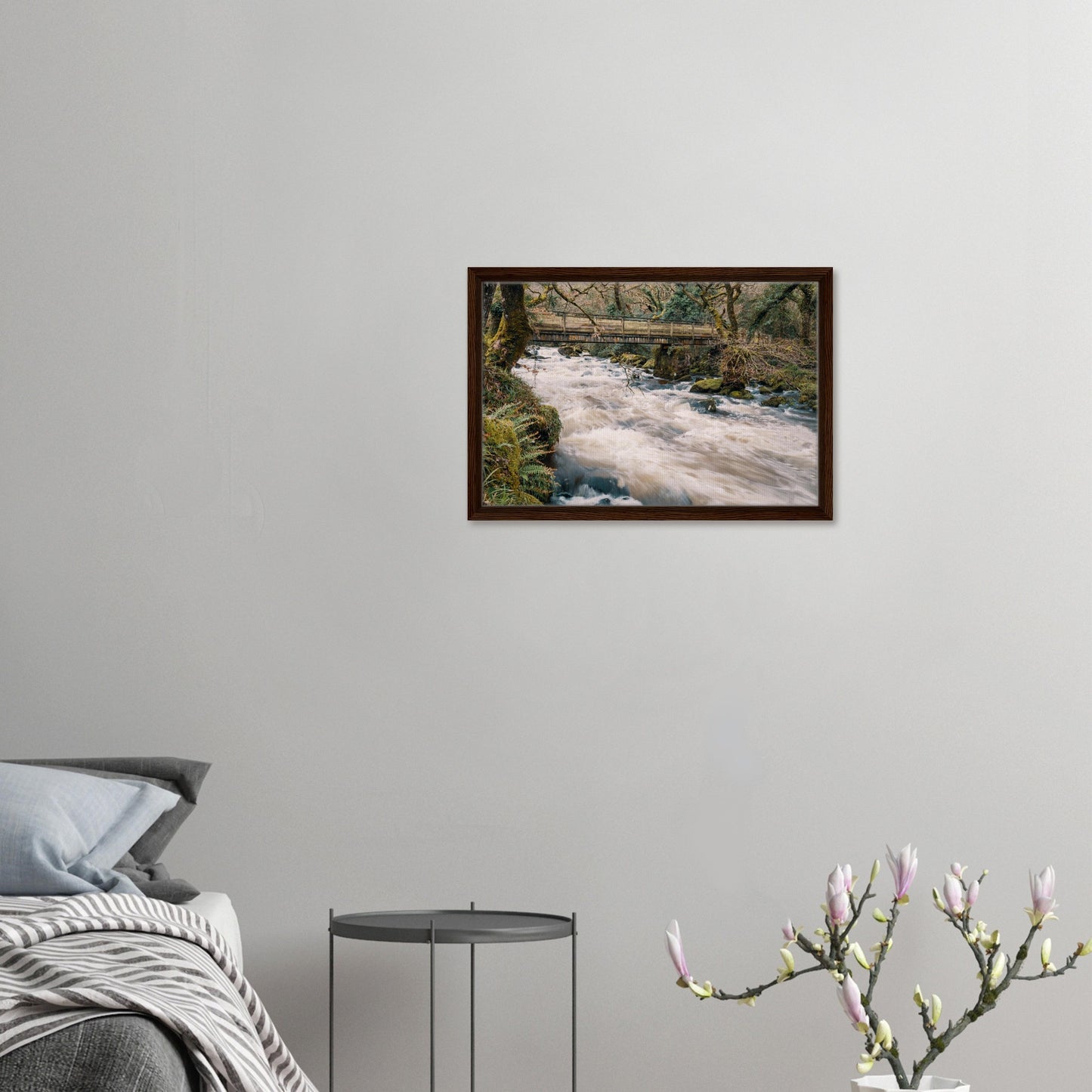 Tranquil Dartmoor river scene captured in canvas print