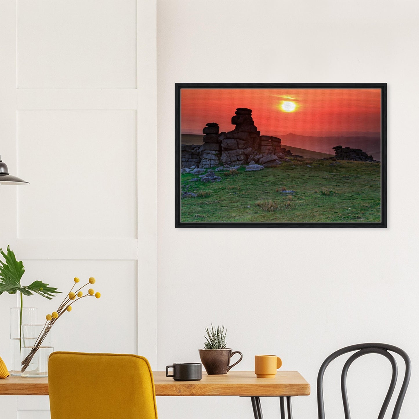 Tranquil sunset moment at Great Staple Tor in framed print