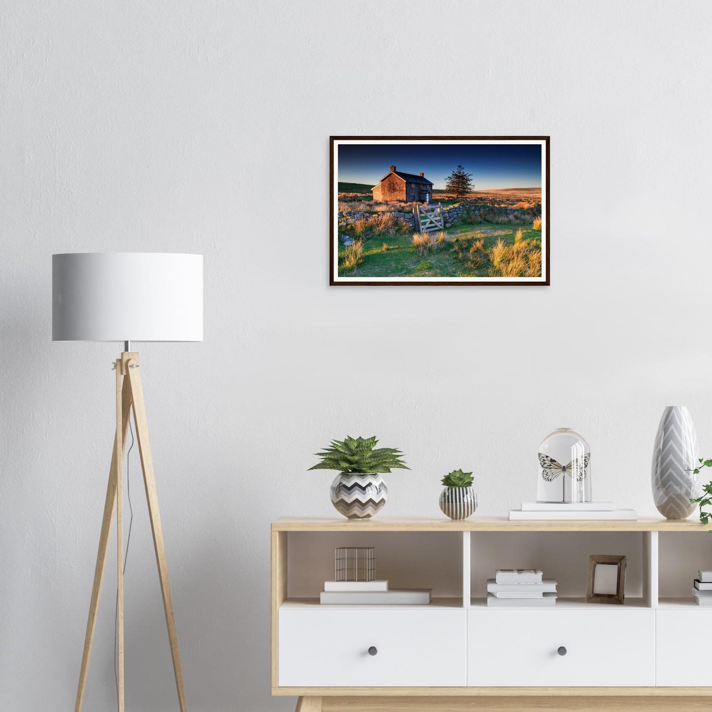 Scenic Dartmoor morning framed wall art of Nun’s Cross Farmstead