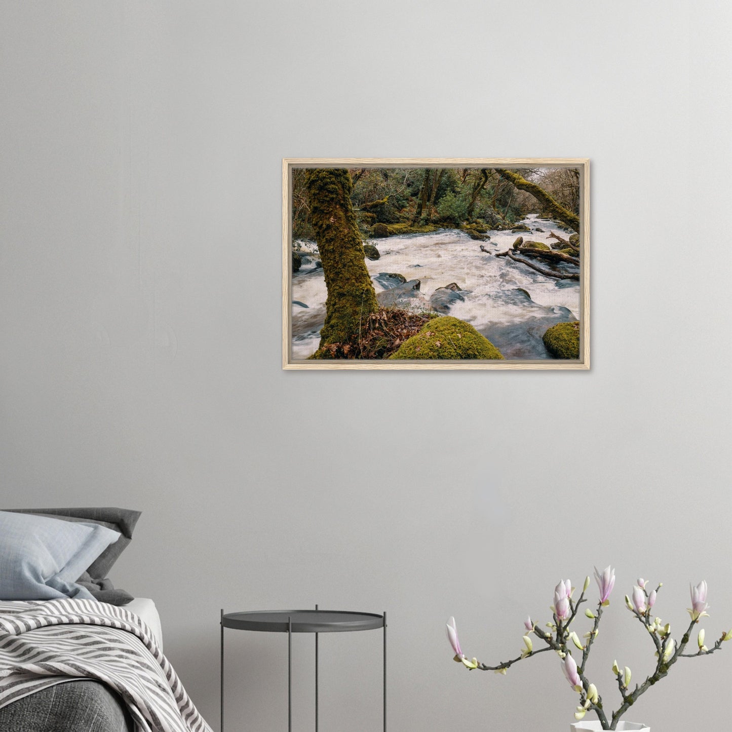 Framed canvas of energetic river in Dartmoor National Park
