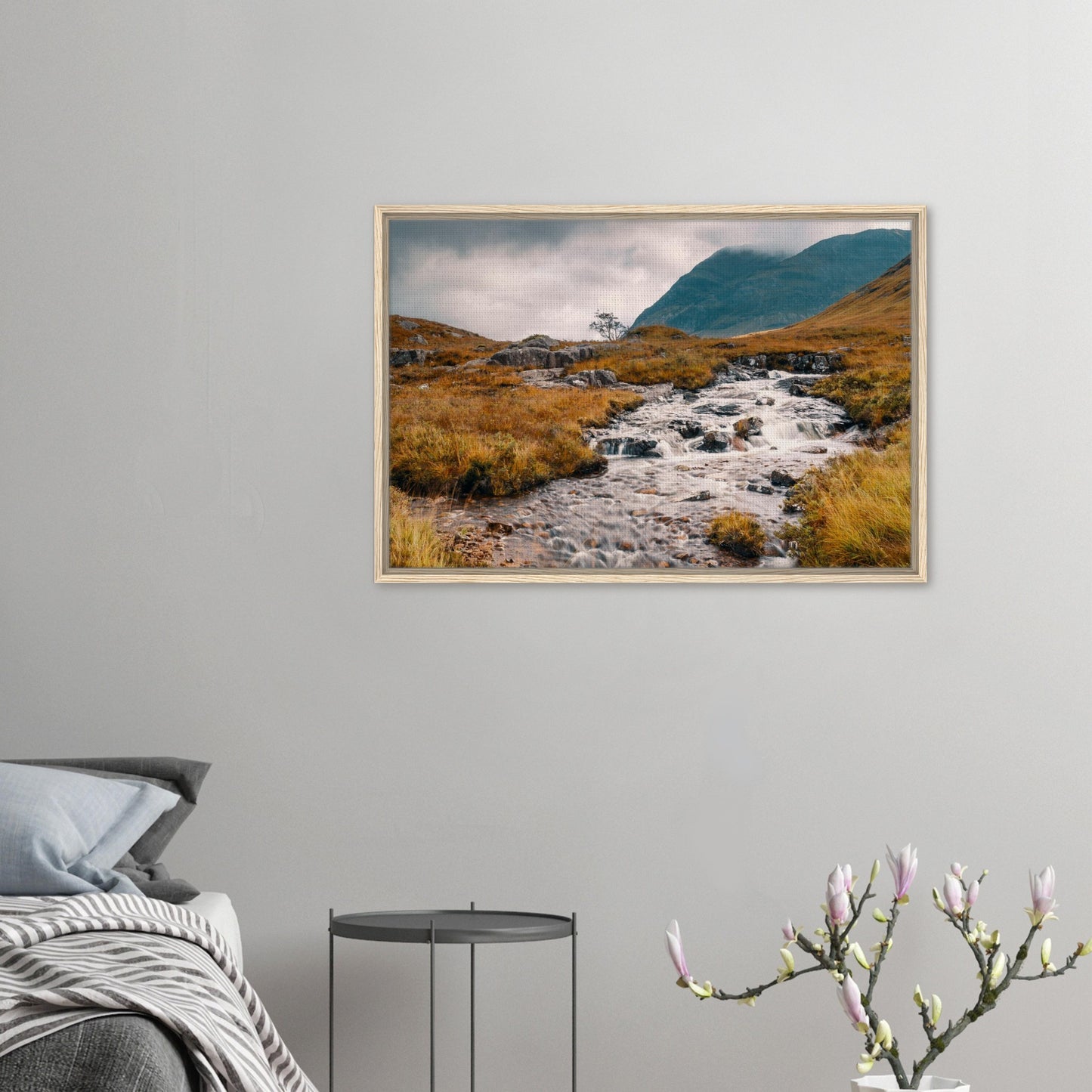 Scottish mountain valley with flowing stream