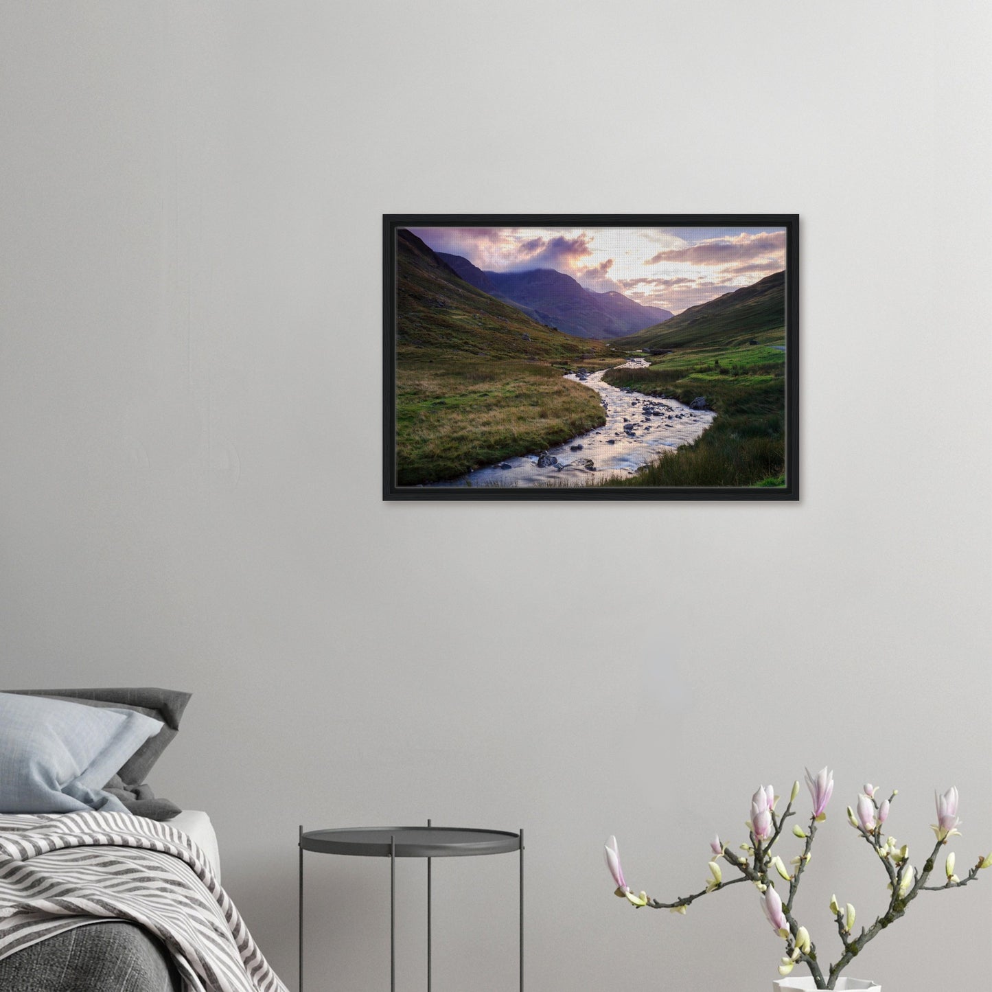 Framed canvas of sunset over peaceful Honister Pass scenery