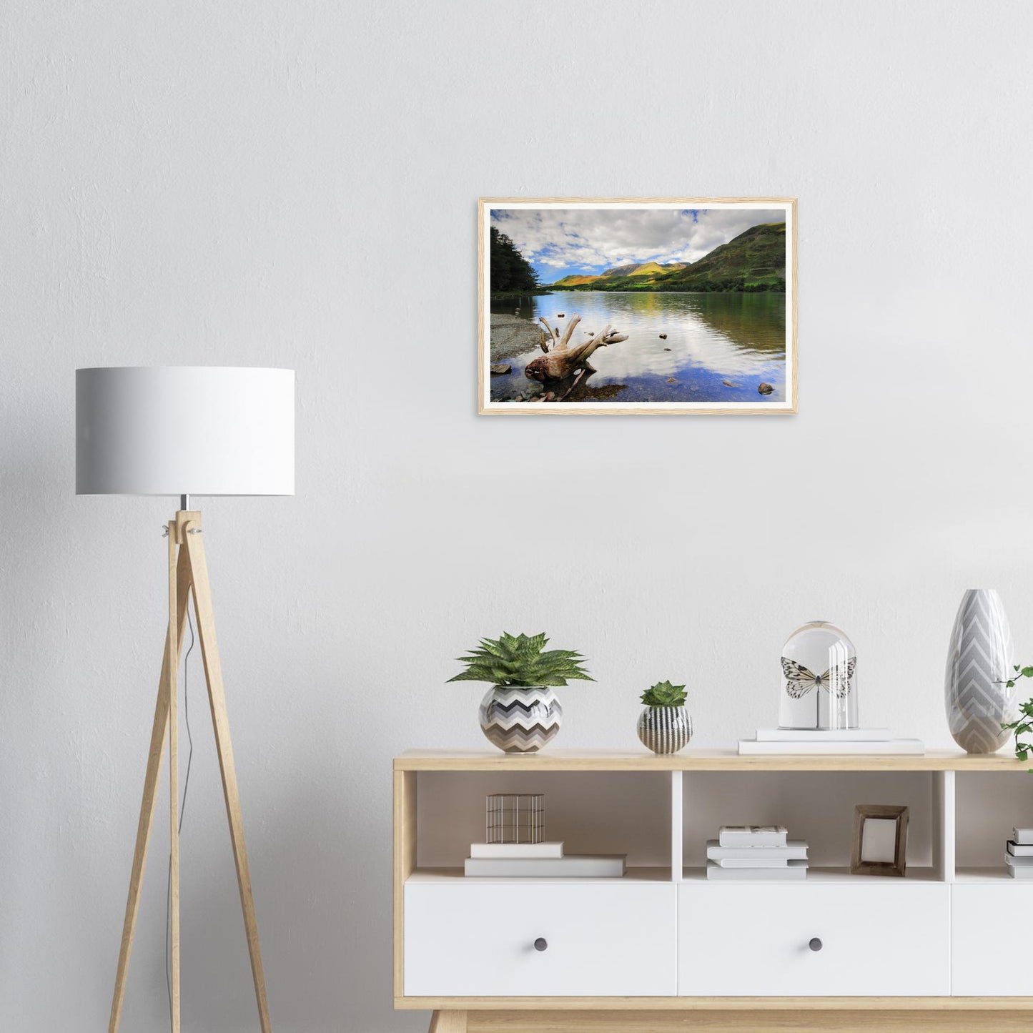 Serene Lake District landscape framed wall art of Buttermere