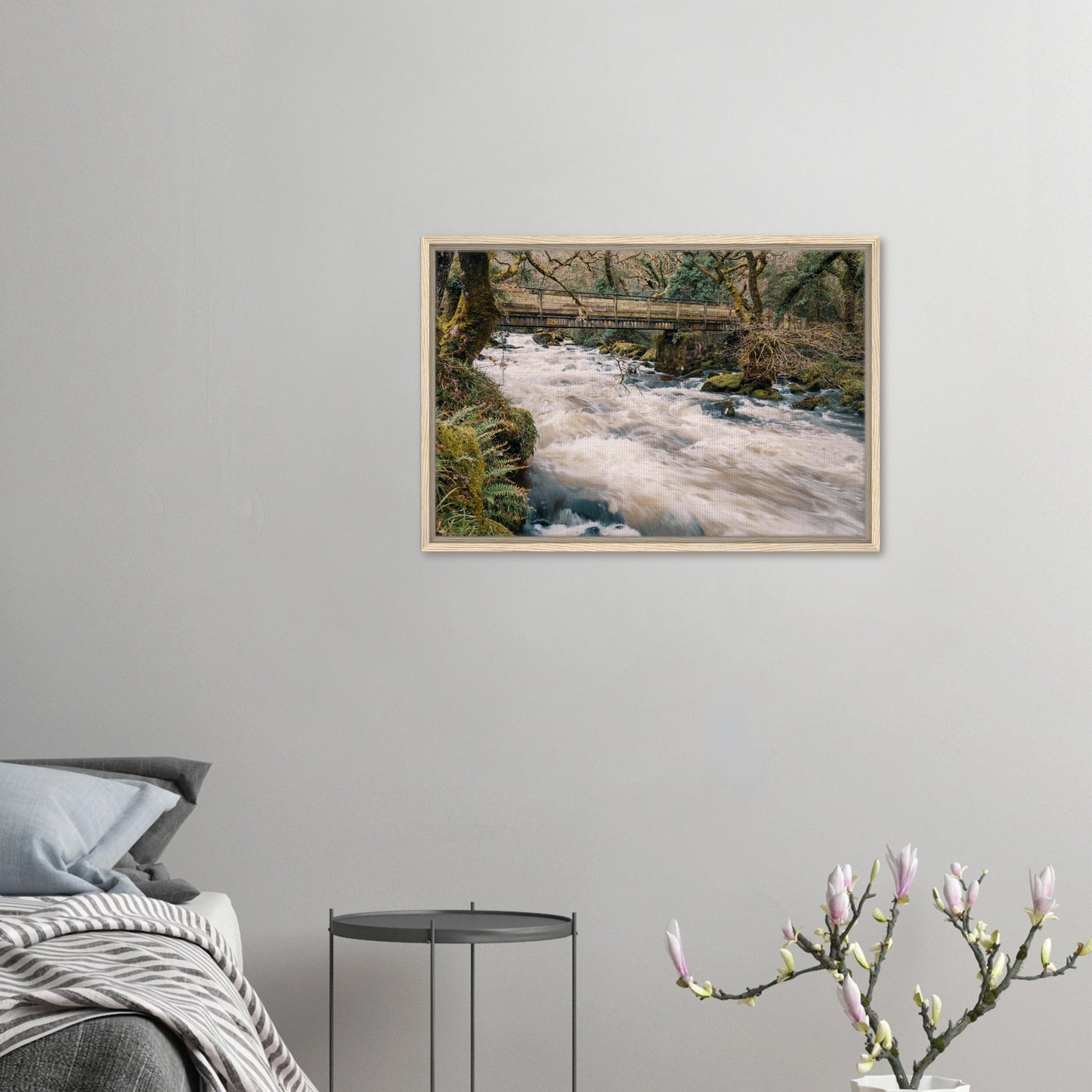 River Plym artwork with motion blur and mossy rocks